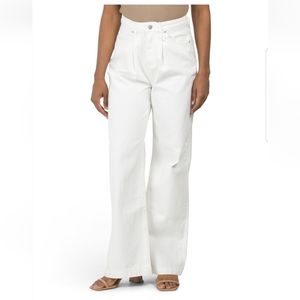 Grey Lab high waist pleat front baggy Jeans sz 28 (sz 6) white cream